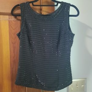 Heavy embellished beaded women's top black size small